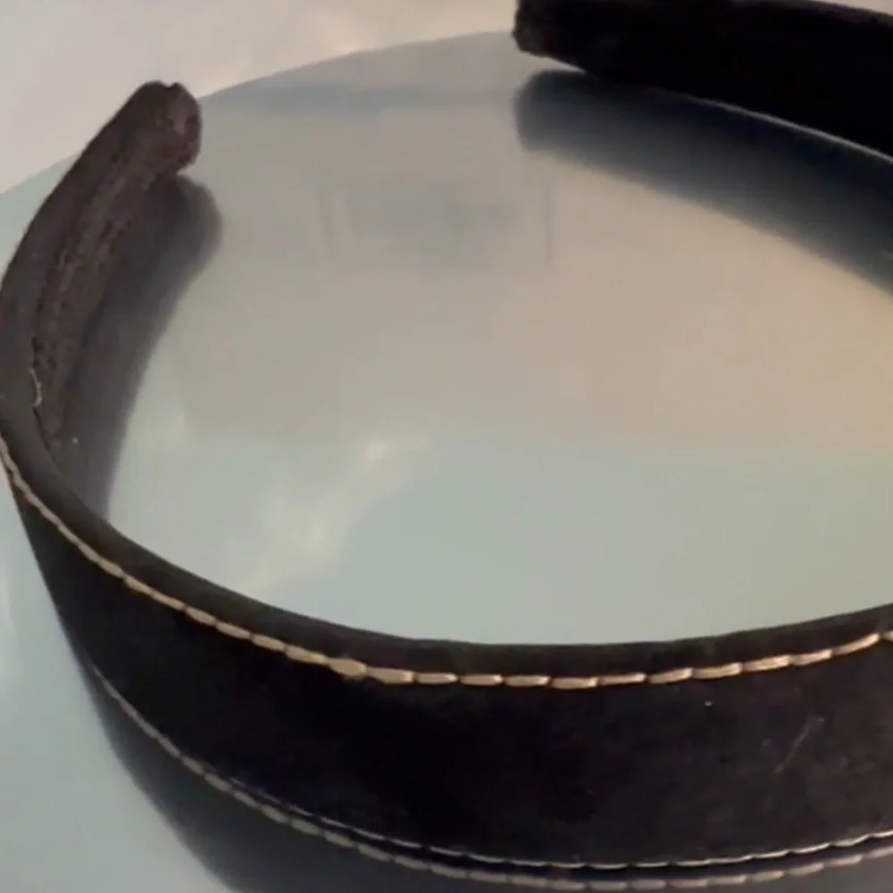 3/$15 Black Suede Headband with Tan stitching Not New but Never Worn